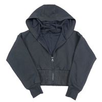 Tmavošedá tech fleece propínací crop mikina s kapucí George