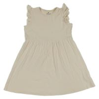 Smetanové žebrované šaty s volánky H&M