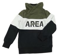Černo-bílo-khaki mikina s nápisem a stojáčkem dopodopo