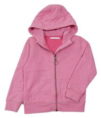 Růžová melírovaná propínací mikina s kapucí M&S