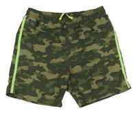Khaki army plážové kraťasy s pruhem Y.F.K.