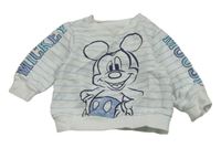 Bílo-světlemodrá pruhovaná mikina s Mickeym zn. Primark