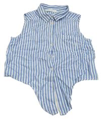 Modro-bílá pruhovaná crop halenka H&M