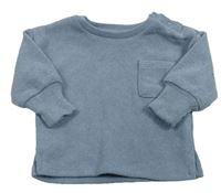 Modrá žebrovaná mikina s kapsou Primark