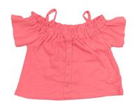 Neonově růžové žebrované crop tričko s knoflíky Primark