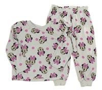 Světlešedé puntíkaté fleecové pyžamo s Minnie Primark