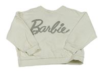 Smetanová mikina s nápisem Barbie z flitrů