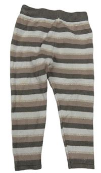 Tmavošedo-šedo-hnědé pruhované třpytivé pletené tepláky zn. Yd.