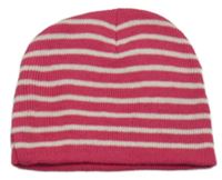 Tmavorůžovo-bílá pruhovaná čepice