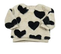 Nové - Béžová chlupatá podšitá mikina se srdíčky Nutmeg