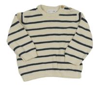 Světlebéžovo-antracitový pruhovaný svetr Zara