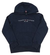 Tmavomodrá mikina s logem a kapucí Tommy Hilfiger