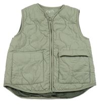 Zelenošedá prošívaná šusťáková zateplená vesta Zara