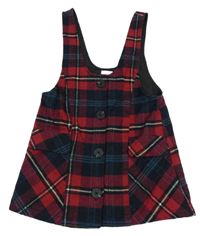 Tmavočerveno-černo-modré kostkované propínací šaty Next