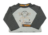 Šedo-tmavošedé melírované triko s Tygrem Disney