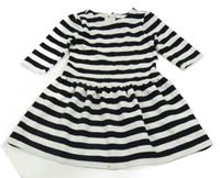 Černo-bílé pruhované žebrované teplákové šaty GAP