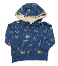 Tmavomodrá mikina se stromy a kapucí Topomini