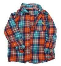 Červeno-modrozeleno-tmavomodrá kostkovaná flanelová košile Next