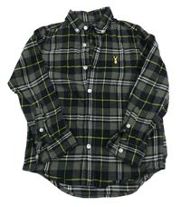 Khaki-černo-bílá kostkovaná košile s nášivkou Next