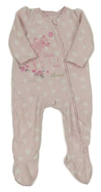 Světlerůžový fleecový overal s Bambim a srdíčky George