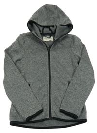 Šedá melírovaná pletená propínací mikina s kapucí TCM