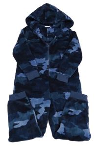 Tmavomodrá army chlupatá kombinéza s kapucí M&S