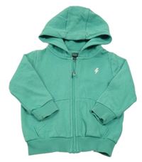 Zelená propínací mikina s výšivkou a kapucí F&F