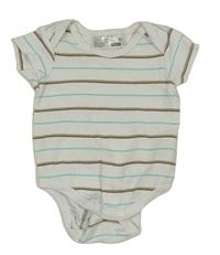 Bílo-hnědo-tyrkysové pruhované body Ergee