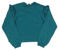 Petrolejová crop mikina s volánky H&M