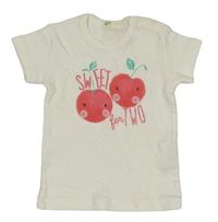 Smetanové tričko s třešněmi Benetton