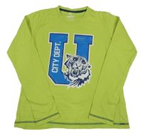 Limetkové triko s tygrem a písmenem Pepperts