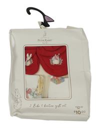 Nové - 3set - 2x bílý slinták s Peter Rabbit + červené textilní capáčky