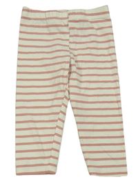 Světlebéžovo-růžové pruhované capri legíny H&M