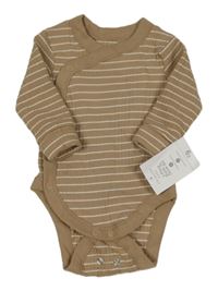 Nové - Hnědo-bílé pruhované žebrované zavinovací body Primark