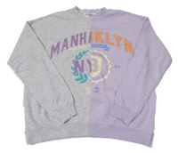 Lila-šedá mikina s nápisem H&M