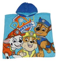 Modré froté osuškové pončo s Paw Patrol a kapucí Nutmeg