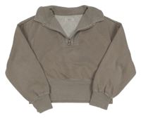 Hnědá crop mikina s límečkem Primark
