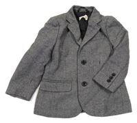 Černé vzorované vlněné slavnostní sako H&M