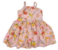 Světlerůžovo-barevné květované lehké šaty s kolovou sukní Next