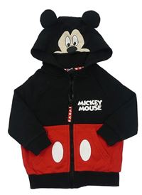 Černo-červená propínací mikina s kapucí - Mickey mouse Disney