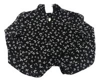 Černo-fialová crop halenka s motýlky New Look