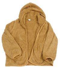 Hnědý chlupatý cardigan s kapucí Shein