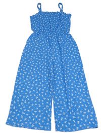 Modrý vzorovaný culottes overal s kytičkami Primark