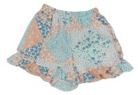 Meruňkovo-světlemodré vzorované kraťasy Matalan