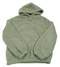 Zelená chlupatá mikina s kapucí shein