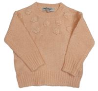 Meruňkový svetr s květy 