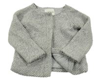 Šedý vzorovaný vlněný podšitý kabátek 