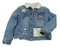 Modrá riflová zateplená bunda s Mickeym Disney