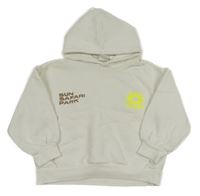 Bílá oversize mikina s neonovou květinou a kapucí Zara