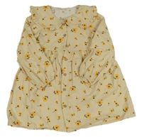 Světlebéžové propínací květované šaty s límečkem